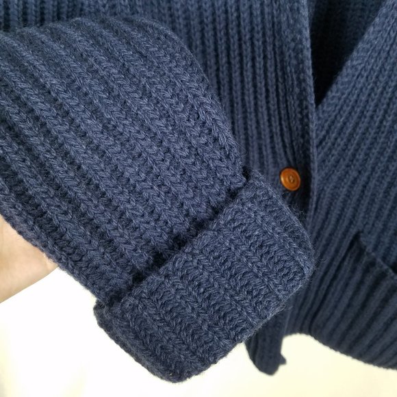 Vintage | Susan Bristol 100% Wool Cardigan Ribbed Knit Blue - Picture 7 of 16